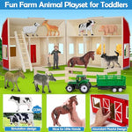 Farm Animals Toys For 3+ Year Old Kids Toddlers Girls Boys, Large Wooden Barn With Animal Play Figures, Farm Playset Educational Learning Toys, Ideal Christmas Birthday Gifts