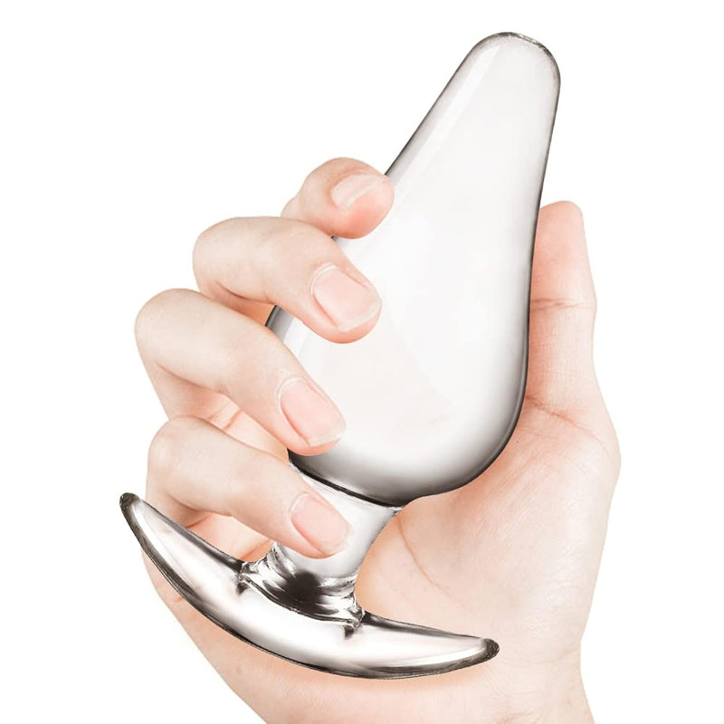 Large Butt Plug,Crystal Glass Anal Plug,Anal Trainer,Bum Plug Bomb Plug,Anal Expander Training Sex Toys,Anal Masturbation For Beginner Advanced Adult Men Women Gay And Couples (Crystal Glass)