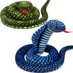 2 Pcs Green Blue Snake Stuffed Animal, 43 Inch Long Lifelike Cobra Stuffed Plush Toy Snake Plushie Gifts For Kids Children Birthday Home Prank Prop Party Decor