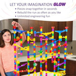 300-Piece Multicolor Glow Extreme Marble Run Race Track Set for Kids Ages 4+