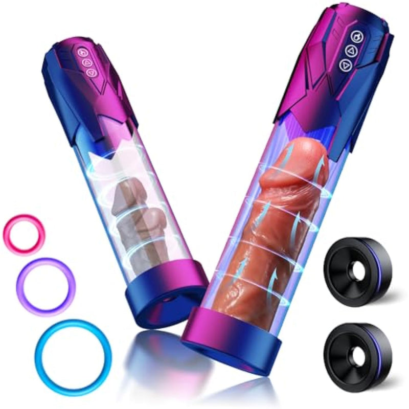 Electric Penis Pump Sex Toys For Men - Automatic Vacuum Dick Pump Male Sex Toys Penis Extender With 3 Powerful Sucking And 2 Training Modes And 3 Penis Ring, Adult Toys For Dick Enlarger Erection