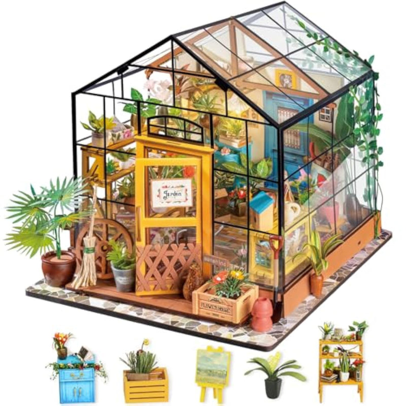 Greenhouse Miniature Dollhouse Kit for Adults, DIY Creative Gift