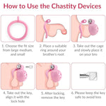 Male Chastity Devices, Chastity Device With 5 Sizes Rings And Invisible Lock For Man Penis Exercise Bondage Gear & Accessories(Pink)