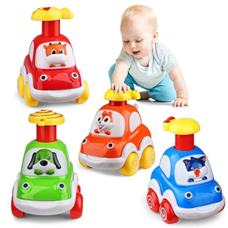 4 Pcs Animal Car Toys For 1 2 Year Old Boy|Baby Toys 12-18 Months|1 2 Year Old Boy Christmas Birthday Gifts For Infant Kids|Cars For Toddlers 1-3|Stocking Stuffers For Kids