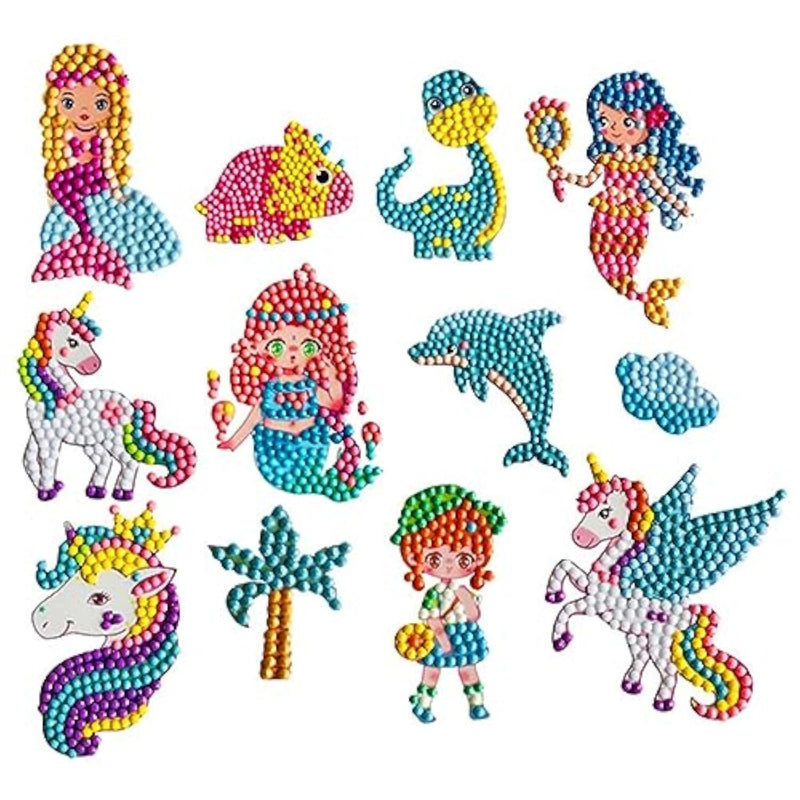 Anime Theme 5D Diamond Art Stickers DIY Kit for Adults and Beginners, 12 Pieces