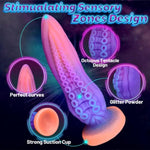 9.6" Tentacle Dildo Fantasy Octopus Dildo, Glowing In The Dark Giant Monster Sex Toy, Silicone Alien Animal Penis With Strong Suction Cup For Riding And Hand-Free Play, Adult Sex Toys For Women Men