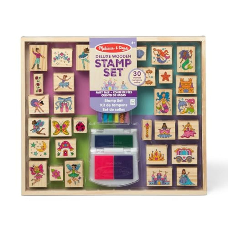 Fairy Tale Deluxe Wooden Stamp and Coloring Set for Kids