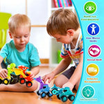 4 Pack Dinosaur Press To Go Car Toys For Toddlers Play Vehicle Set Truck Toys Birthday Gifts For 1 2 3 Years Old Boys Girls