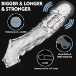 Penis Sleeve Reusable And Vibrator Set - 4 In 1 3.15 Inch Clear Penis Extender,10 Vibration Modes 3 Styles, Waterproof Super Soft Tpe, Cock Sleeve For Men And Women Couples Enlargement Sex Toys