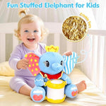 Stuffed Elephant Musical Toys For Baby 6-12 Months+, Early Learning Light Up Music Drum, Perfect Christmas Birthday Gifts For Boy & Girl Age 1, 2 Years Old