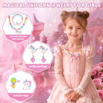 Princess Toddler Vanity Set, Portable Toddler Makeup Vanity With Music And Pretend Makeup Kit, Unicorn Jewelry, Mirror, Hairdryer,Princess Toys Birthday Gift For Girls For 3 4 5 Years Old