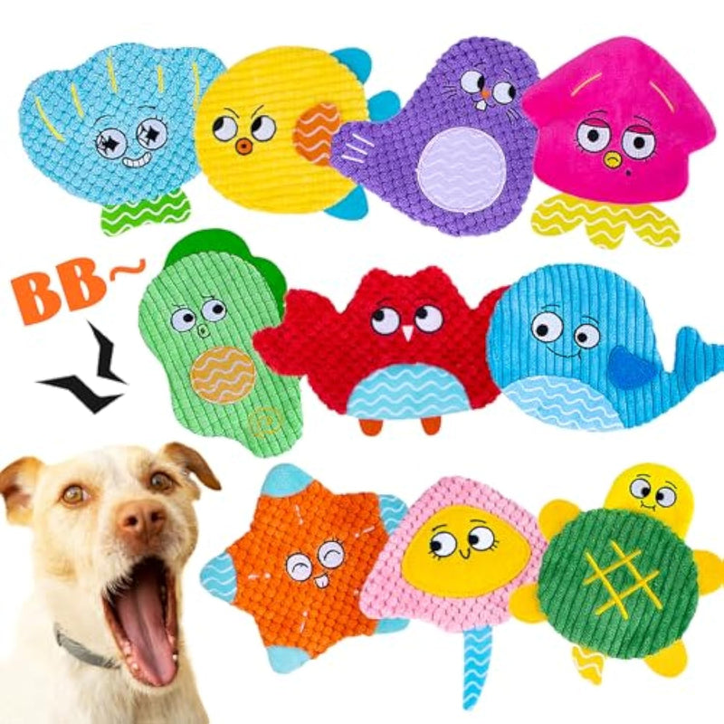 Squeaky No Stuffing Dog Toys 10 Pack,Crinkle Dog Toys For Small Medium Breed,Durable Plush Dog Toys,Cute Animal Stuffless Pet Toys,Interactive Puppy Teething Chew Toys For Entertaining