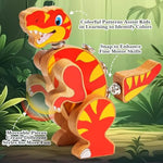 Dinosaur Building Blocks, Wooden Dino Snap Blocks, Snap Dinosaur Toys For Kids 3-5, 5-8, Fine Motor Skills Stem Kits Educational Learning Building Toys Gifts For Preschool Children