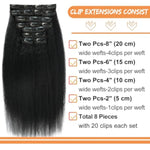 Kinky Straight Clip Ins 8Pcs 120G 16 Inch Clip In Hair Extensions Real Human Hair Yaki Straight Clipins For Black Women Full Head Brazilian Remy Hair Extensions Double Weft 20 Clips