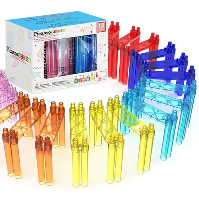 12 Piece Support Column Expansion Supporting Pack for Magnetic Race CarTrack Magnet Tile Building Block Construction Kit Education Toy Boys Girls STEM Puzzle Toy Kids Boy Girl Toddler 3+ PicassoTiles