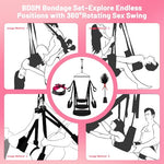 Sex Swing for Couples with Blindfold and Spanking Paddle – Adjustable Ceiling-Mounted Swing Set with Padded Straps for Intimate Play, Roleplay, and Full-Body Sensory Stimulation