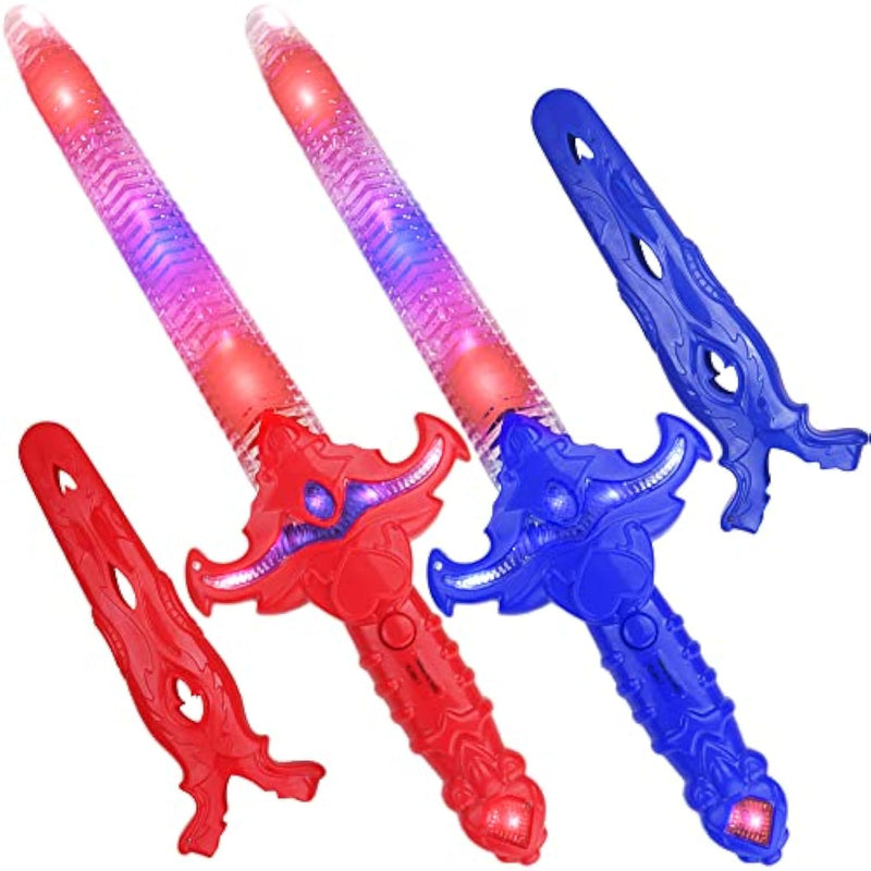 Light Up Toy Swords With Sounds, Led Toy Set With Removable Covers, Plastic Swords, Warrior Halloween Costume Accessories, Light Up Halloween Toys, For Kids