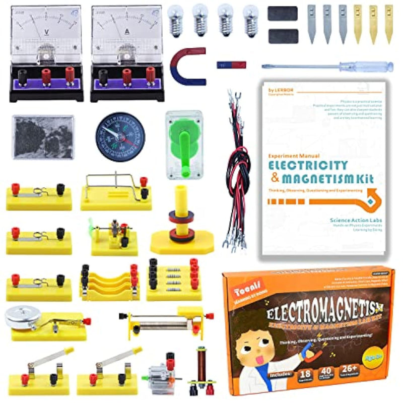 Electricity And Magnetism Kit Experiments Stem Science Kit For Kids, Electromagnetism Circuit Learning Set School Lab Physics Educational Toys, Birthday Gift For Boys Girls Age 8-16 Year Old