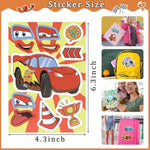 32 Sheets Race Car Make-a-Face Stickers for Kids, DIY Party Favors & Craft Supplies