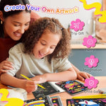 Rainbow Scratch Art Party Favors Notebooks for Kids 4-10, 24 Pack
