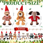 10 Pcs Christmas Stuffed Animal 10 Inch Plush Safari Jungle Stuffed Animals With Xmas Hats For Kids Elephant Giraffe Lion Tiger Monkey Rhinoceros Zebra Leopard Hippo Party Decorations