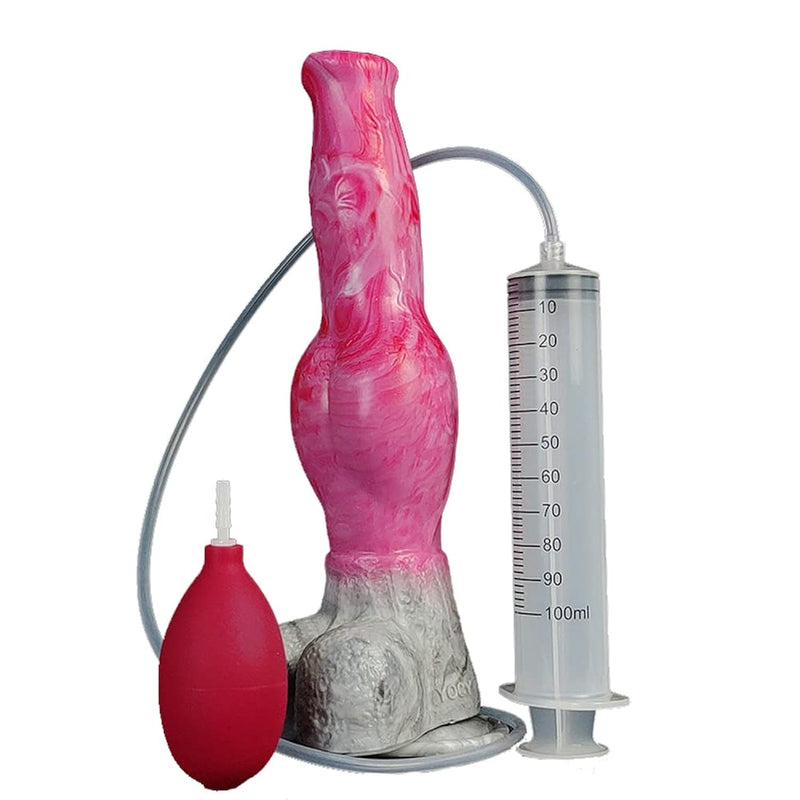 Multi Color Big Knot Silicone Made Artificial Dog Dildo Squirting Dildo Wolf Canine Style Knotty With Knot Suction (Red+Pink+Grey)