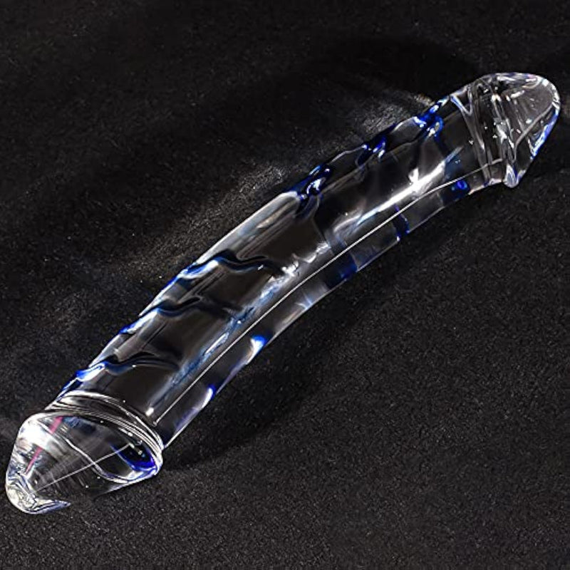 Thick Double-Ended Dildos,11.2 Inch Clear Glass Anal Plug Sex Toys For Women,Men