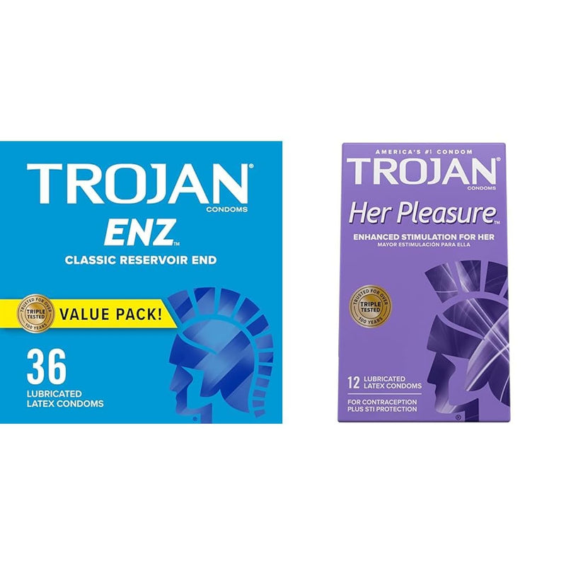 Enz Lubricated Condoms 36 Count Value Pack With Her Pleasure Sensations Condoms 12 Count