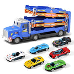 Toddler Truck Track Set With Lights & Sounds – 55-Inch Racing Track With 6 Die-Cast Cars, Perfect Birthday For 3 4 5 6 7 Years Old Boys And Girls