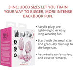 Glitter Gem Butt Plug Set, 3 Piece Acrylic Anal Trainer Kit, Small Medium Large Plugs For Beginners & Advanced, Lightweight With Sparkling Gem Base, Body Safe, Waterproof, Easy Clean, Pink