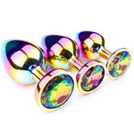Rainbow Crystal Metal Anal Butt Plug for Women - Colorful Gradient Sex Toy