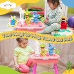 21" H Play Sink With Running Water, 4-In-1 Kids Kitchen Sink Toy With Electric Faucet, Mini Water Table With Detachable Legs, Fishing Game, Pretend Play Dishwasher Gift Set For Boys & Girls(Pink)