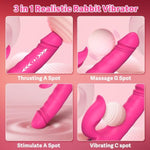 Vibrator Thrusting Dildo With Lcd Display - Sex Toy G Spot Clitoral Vibrators 7 Vibration 7 Thrust Mode, Rabbit Vibrator Adult Sex Toys For Women Couple (Rose)