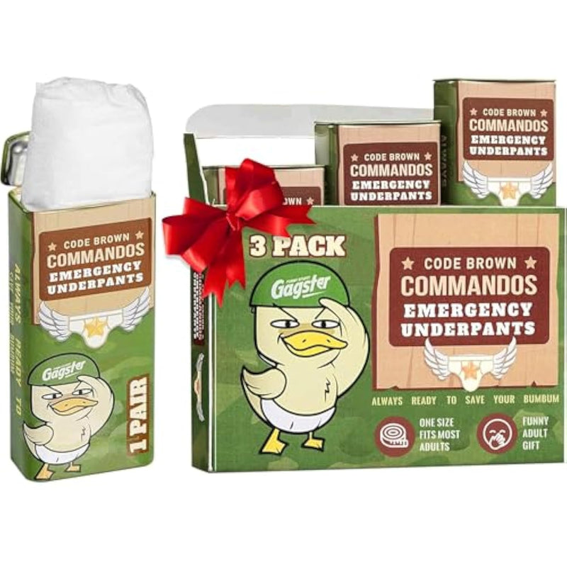 Emergency Underpants In A Can - 3 Pairs Instant Disposable Travel Funny Underwear In Compact Container, White Elephant Adult Joke Gift, Secret Santa, Birthday Gifts For Men
