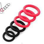 Silicone Performance Cock Rings, Set Of 6, Multiple Sizes, Black And Red