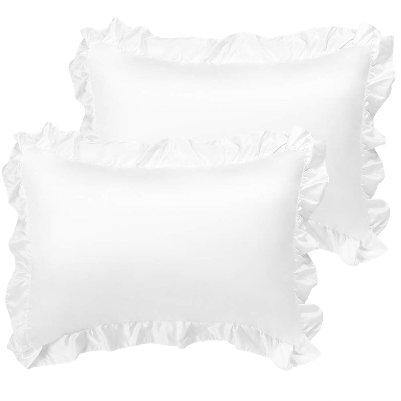 Satin Pillow Cases For Hair And Skin, 2-Pack-Ruffled Pillow Shams Oxford Pillo