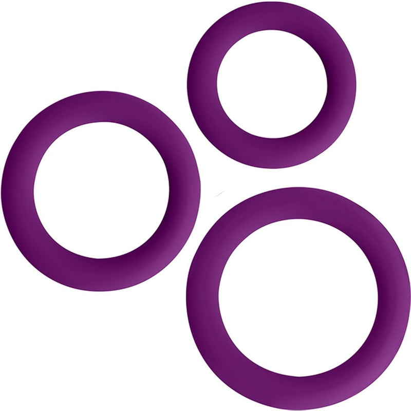 Love Ring Trio Silicone Cock Rings - Purple