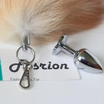 Golden Multi-Function Fox Tail Anal Plug with Keychain Attachment