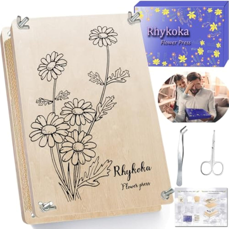Large 10 Layer Wood Flower Press Kit for Adults and Teens, 11.8 x 8.3 Inches