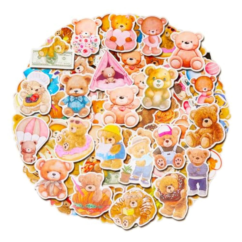 100 Pack Bear Stickers, Bear Party Favors, Birthday Decorations