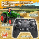 Remote Control Tractor Toy,Rc Tractor Set & Truck And Trailer,Truck Toys With 2 Rechargeable Batteries,Light,Farm Toys Include Cows,Sheep And Hay Bales,Toys For 3 4 5 6 7 8 Years Old Boys Girl