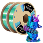 2KG Silk PLA 3D Printer Filament Bundle, 1.75mm Tricolor, 2 x 1KG Spools