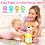 Stuffed Bear Musical Toys For Baby 6-12 Months+, Early Learning Light Up Music Drum, Perfect Christmas Birthday Gifts For Boy & Girl Age 1, 2 Years Old