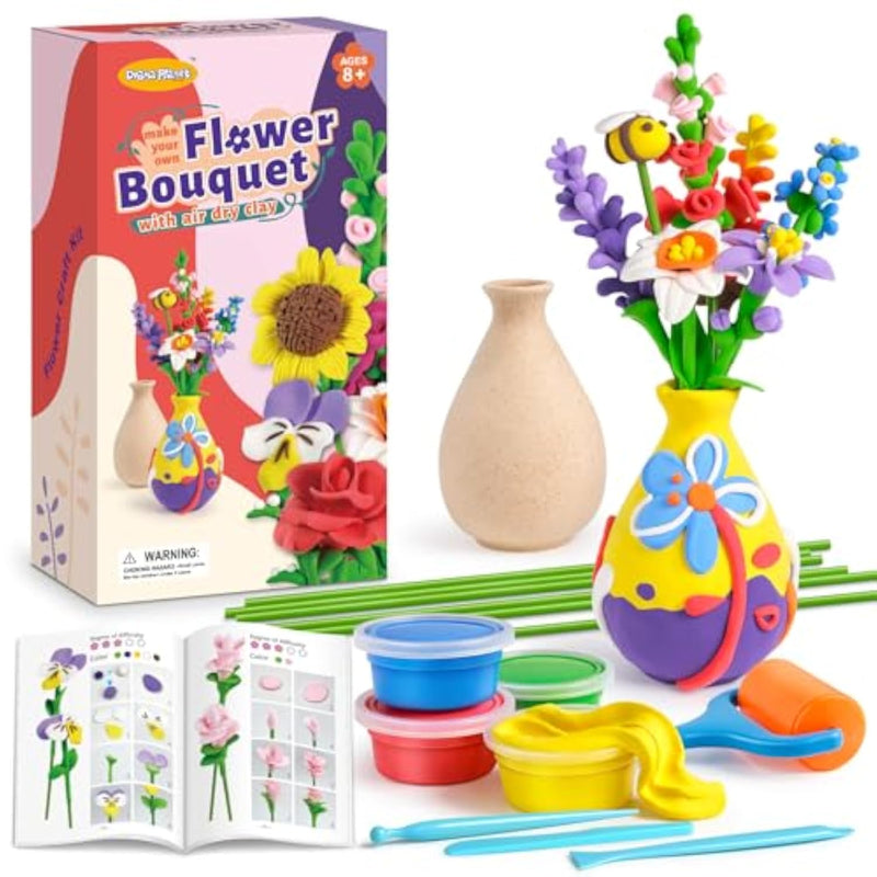Create Your Own Personalized Flower Bouquet with Air Dry Clay Craft Kit for Kids