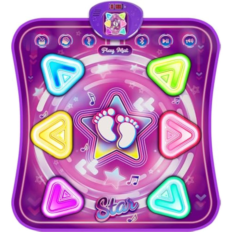 Dance Mat For Girls, Light-Up 6-Button Dance Pad With Wireless Bluetooth & 5 Game Modes, Kids Electronic Dance Mats Musical Dancing Toys Christmas Birthday Gifts For Boys Girl Aged 3 4 5 6 7 8 9 10+