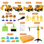 Sand Construction Kit,Sandbox,2.2Lbs Magic Sand W/4 Take Apart Construction Trucks,Tower Crane,8 Sand Molds,4 Worker Figures,4 Road Signs,Toys For Boys Girls Age 4-8 Yellow,Brown