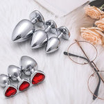 Luxury 3-Piece Metal Anal Butt Plug Set with Heart Design