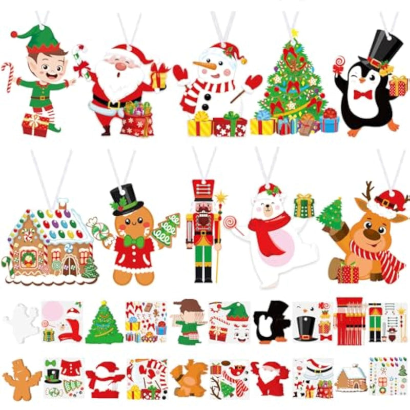 50 Pcs Christmas Craft Kit, Xmas DIY Sticker Ornaments for Christmas Tree Decoration
