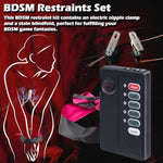 Electric Shock Nipple Clamps With Adjustable Current Strength Bondage Restraints Set Blindfold Handcuffs Silk Restraints Bdsm Kit Clitoral Clips Nipple Clamps Massager Sex Toys For Couples Women Men