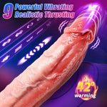 10.24 Inch Fast Thrusting Dildo, Realistic Vibrator Sex Toys Feels Real Skin Penis With Heating & 9 Vibrating & Fast Thrusting Modes, Lifelike Long Dildos For Vagina Anal Pleasure